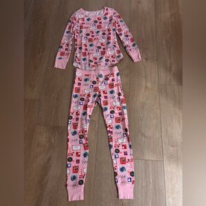 Old Navy Pink Kids Pajama Set with Fun Print